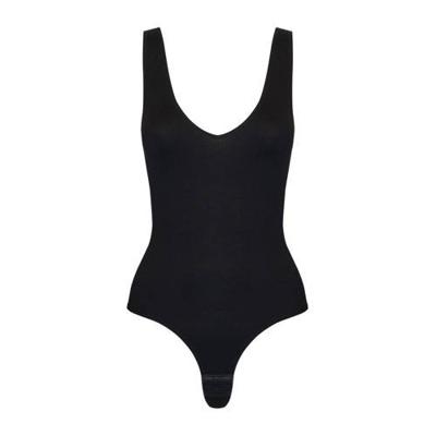 Magic zwarte stringbody mouwloos - Everybody V-neck - Naadloze body brede bandjes