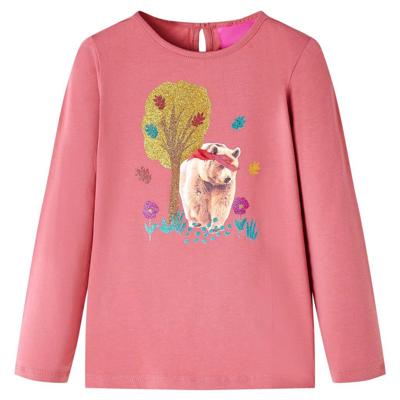 Kindershirt met lange mouwen berenprint 128 oudroze