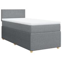 Boxspring met matras stof lichtgrijs 140x190 cm - thumbnail
