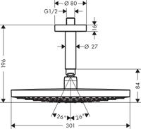 Hansgrohe Raindance Select S hoofddouche 300 2jet met plafondaansluiting, wit/chroom - thumbnail