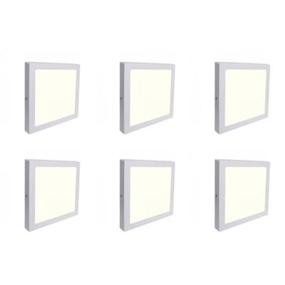 LED Downlight 6 Pack - Opbouw Vierkant 12W - Natuurlijk Wit 4200K - Mat Wit Aluminium - 170mm