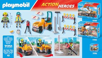 PLAYMOBIL 71751 Bouwvakkers met stoomwals en seingeving, Actiehelden, Bouw, 43 onderdelen, vanaf 4 jaar - thumbnail