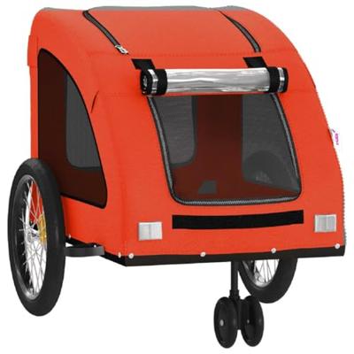 VidaXL Hondenfietstrailer oxford stof en ijzer oranje en grijs - thumbnail