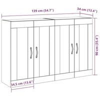 Wandkasten 2 pcs Artisan Eiken 69,5 x 34 x 90 cm Bewerkt hout - thumbnail