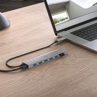 Hama 00200137 USB-hub 7 poorten USB-A USB 3.2 Gen1 5 GBit/s Met USB-C stekker Grijs - thumbnail