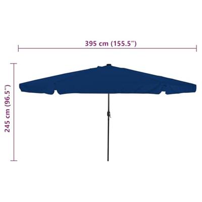 VidaXL Tuinparasol azurblauw 395 x 395 x 245 cm polyester VidaXL Tuinparasol azurblauw 395 x 395 x 245 cm polyester