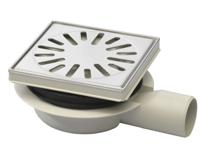 Doucheput Aquaberg ABS Vloerput ABS Opzetstuk RVS Sierrand Zijuitlaat 50 mm Verstelbaar 146x146 mm PPC Reukafsluiter Aquaberg - thumbnail