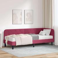 Hoekbedframe met matras Wijnrood 80 x 200 cm Fluweel - thumbnail