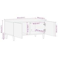 Salontafel 80x50x40 cm massief mangohout lichtgrijs - thumbnail