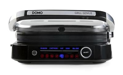 DOMO Genius Contactgrill Elektrisch Anti-aanbaklaag, Met display RVS, Zwart