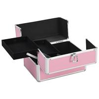 VidaXL Make-up koffer 22x30x21 cm aluminium roze - thumbnail