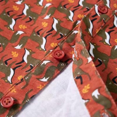 Kinderoverhemd met vossenprint 104 lichtroestkleurig