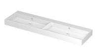 INK Unlimited Wastafel Porselein Dubbel met 2 Kraangaten - 1600x450x110 mm - Glans Wit - thumbnail