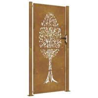 VidaXL Poort 105x205 cm cortenstaal boom ontwerp - thumbnail