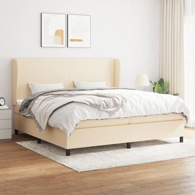 Boxspring met matras stof crèmekleurig 200x200 cm