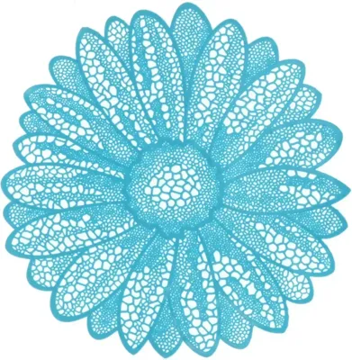Unique Living placemat flower 38cm light blue
