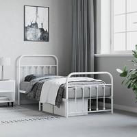 Bedframe met hoofd- en voeteneinde metaal wit 90x200 cm - thumbnail
