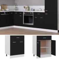 Onderkast met lade Lyon 60x46x81,5 cm bewerkt hout zwart - thumbnail