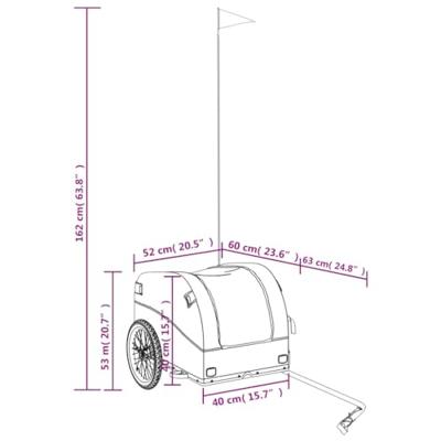 Fietstrailer 30 kg ijzer zwart en grijs - thumbnail