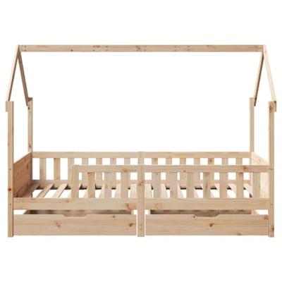 Kinderbedframe met lades 80x200 cm massief grenenhout