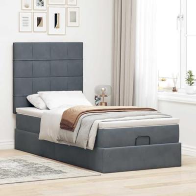 Ottoman bed met matrassen 90x200cm fluweel donkergrijs