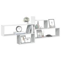 Wandschap 167,5x18x68 cm bewerkt hout wit - thumbnail