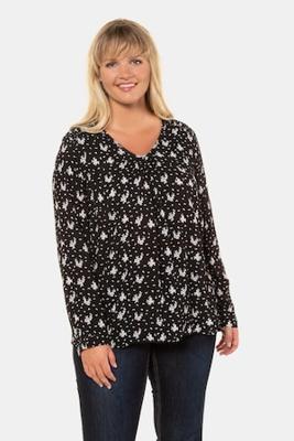 Ulla Popken Tuniek, V-hals, bloemendessi - Grote Maten