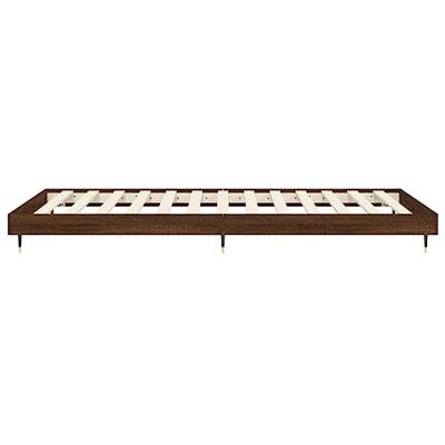Bedframe bewerkt hout bruin eikenkleur 100x200 cm Bedframe bewerkt hout bruin eikenkleur 100x200 cm