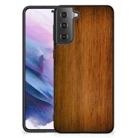 Samsung Galaxy S21 Plus Houten Print Telefoonhoesje Donker Hout - thumbnail