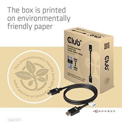 club3D HDMI Aansluitkabel HDMI-A-stekker, HDMI-A-stekker 1.00 m Zwart CAC-1371 10K UHD, 8K UHD HDMI-kabel