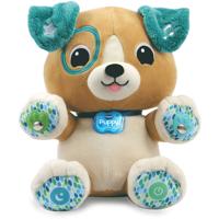 VTech knuffel mijn interactieve puppy pluche bruin turquoise - thumbnail