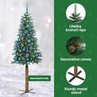 VidaXL Slanke kerstboom groen 180 cm pvc en massief dennenhout - thumbnail
