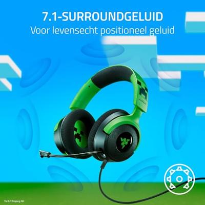 Razer Kraken V4 X Minecraft Edition - Bedrade USB PC Gaming Headset (TriForce 40mm Drivers, Intrekbare Cardioïde Mic, Surround Sound, Chroma RGB, voor PC & console via USB-C) Minecraft