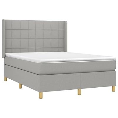 Boxspring met matras en LED stof lichtgrijs 140x200 cm