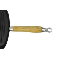 VidaXL Grillpan met houten handvat gietijzer 20x20 cm - thumbnail