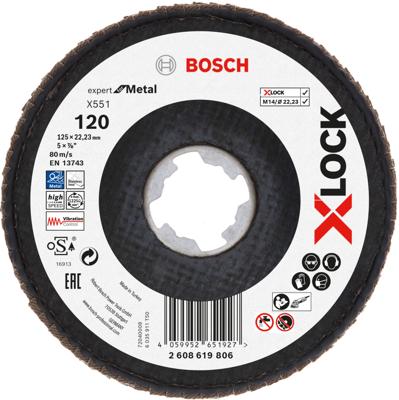 Bosch Accessoires Lamellenschijf X551 125mm G120 Fiber schuin X-LOCK - 2608619806