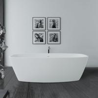 Vrijstaand Bad Crosstone Solid Surface 175x78x55 cm Mat Wit - thumbnail