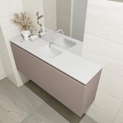 MONDIAZ OLAN 120cm toiletmeubel smoke. LEX wastafel talc midden geen kraangat