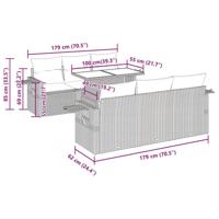 7-delige Loungeset met kussens poly rattan zwart - thumbnail