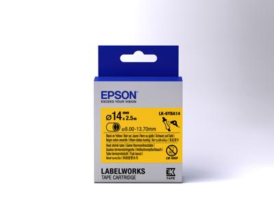 Epson Label Cartridge Heat Shrink Tube (HST) LK-6YBA14, zwart/geel D14 mm (2,5 m)