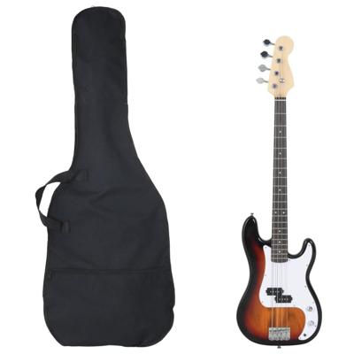 VidaXL Basgitaar voor beginners elektrisch met tas 4/4 46" bruin wit VidaXL Basgitaar voor beginners elektrisch met tas 4/4 46" bruin wit
