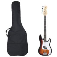 VidaXL Basgitaar voor beginners elektrisch met tas 4/4 46" bruin wit - thumbnail