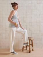 Zwangerschapsbroek van katoenen gaas zandbeige - thumbnail