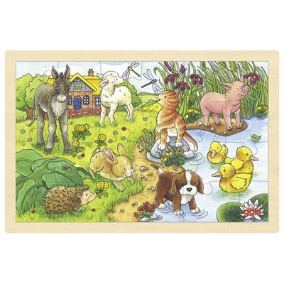 Goki houten legpuzzel babydieren, 24st.