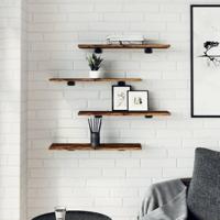 Wandschappen 4 st 60x20x1,5 cm bewerkt hout gerookt eikenkleur - thumbnail