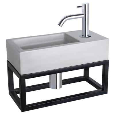 Differnz Differnz Ravo fonteinset beton lichtgrijs - kraan gebogen - met handdoekrek chroom Differnz Differnz Ravo fonteinset beton lichtgrijs - kraan gebogen - met handdoekrek chroom
