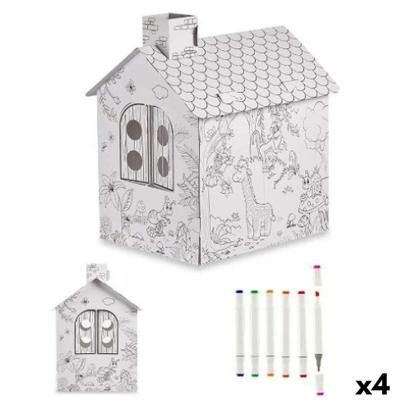 Vaardigheidsspel met Papier Pincello Huis (4 Stuks)