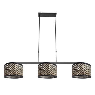 Steinhauer 3-lichts hanglampStang zwart met bamboe - 3743ZW