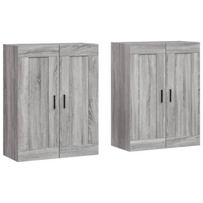 Hangkasten 2 st bewerkt hout grijs sonoma eikenkleurig