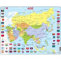 Selecta Larsen legpuzzel kaart azie met vlaggen, 70st. - thumbnail